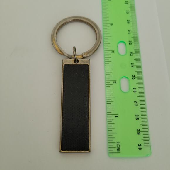 Gucci Key Chain Ring Fob Ring Charm Plate Black Silver Small Keychain Metal Logo - Picture 6 of 7